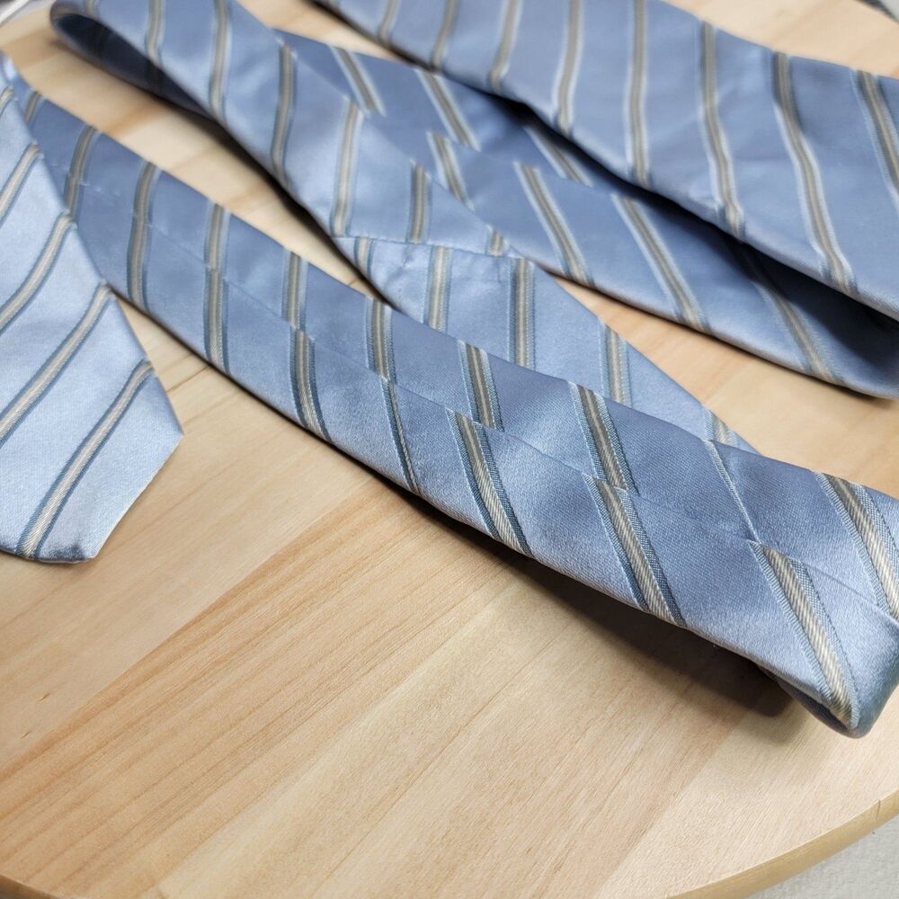 Boggi Milano Made in Italy Tie Striped Blue Silver Gray 3.5" x 59.5 - Picture 5 of 16